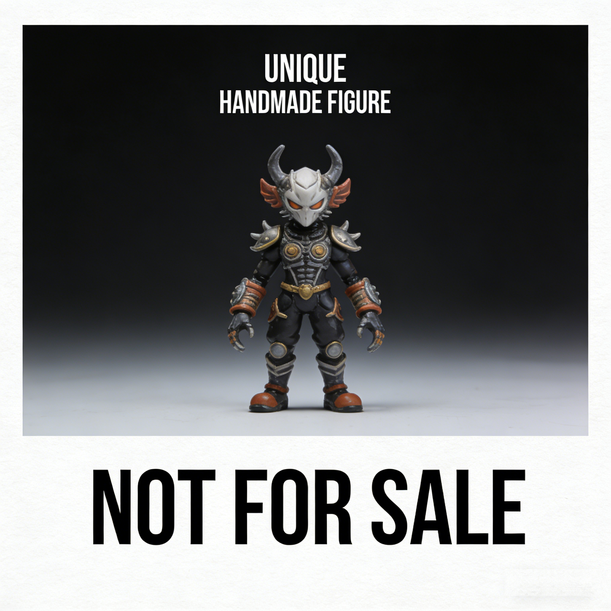 VoidHorn Chibi Warlord Art Toy | Handmade Horned Fantasy Warrior Chibi Figurine with Weathered Armor Accents (Non-Sale Prototype Edition)