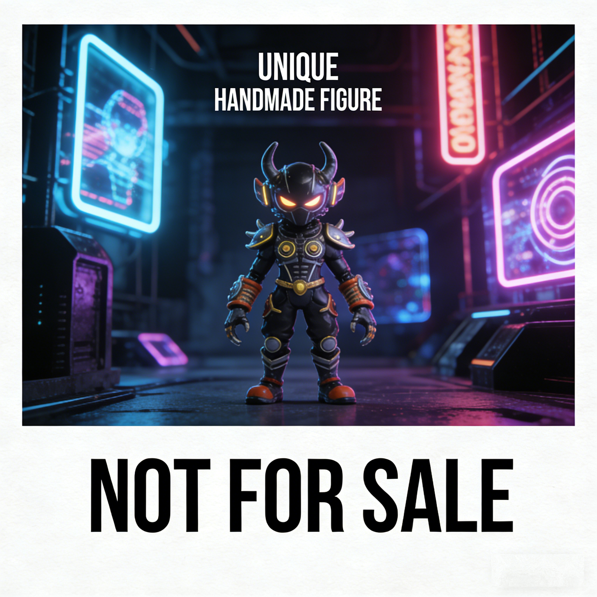 VoidHorn Chibi Warlord Art Toy | Handmade Horned Fantasy Warrior Chibi Figurine with Weathered Armor Accents (Non-Sale Prototype Edition)