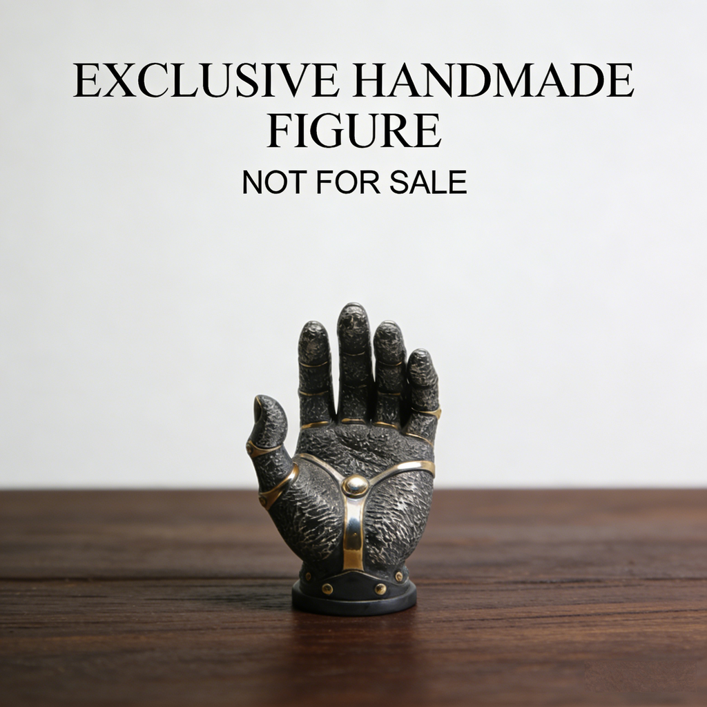 InfinityGrip Arcane Gauntlet Sculpture | Handmade Antiqued Steampunk Hand Figurine with Gold Accents (Exclusive Non-Sale Prototype Edition)