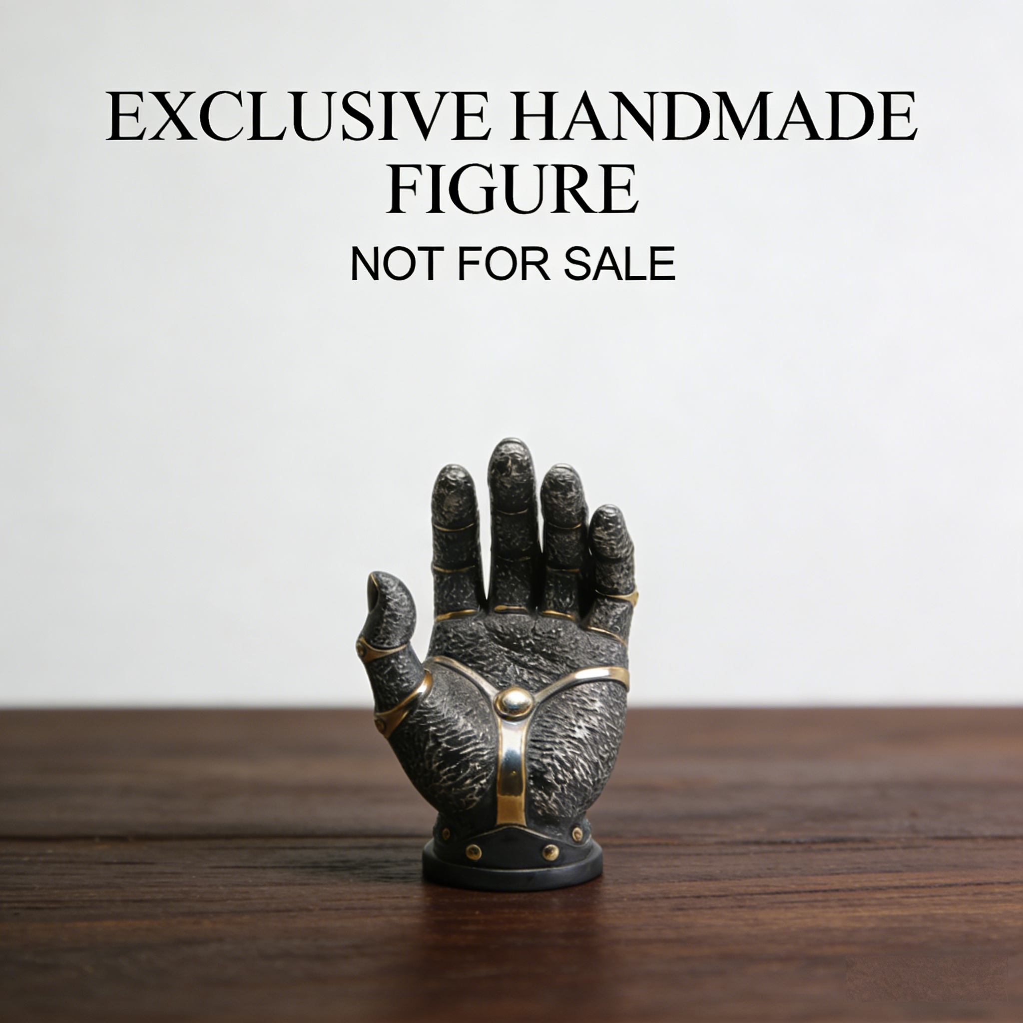 InfinityGrip Arcane Gauntlet Sculpture | Handmade Antiqued Steampunk Hand Figurine with Gold Accents (Exclusive Non-Sale Prototype Edition)