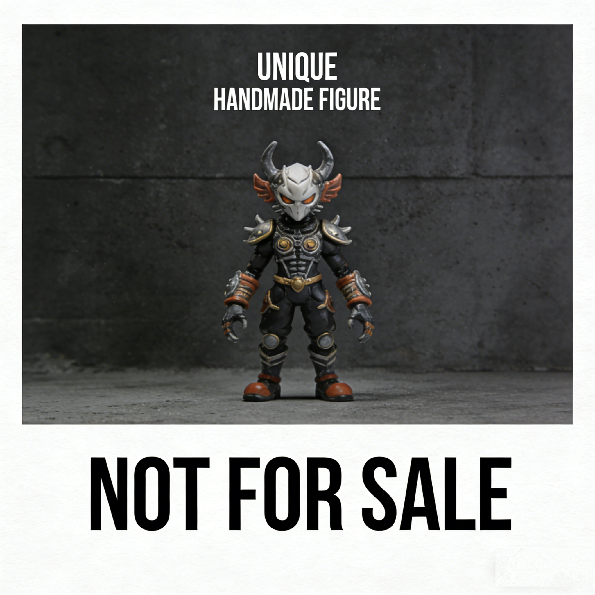 VoidHorn Chibi Warlord Art Toy | Handmade Horned Fantasy Warrior Chibi Figurine with Weathered Armor Accents (Non-Sale Prototype Edition)