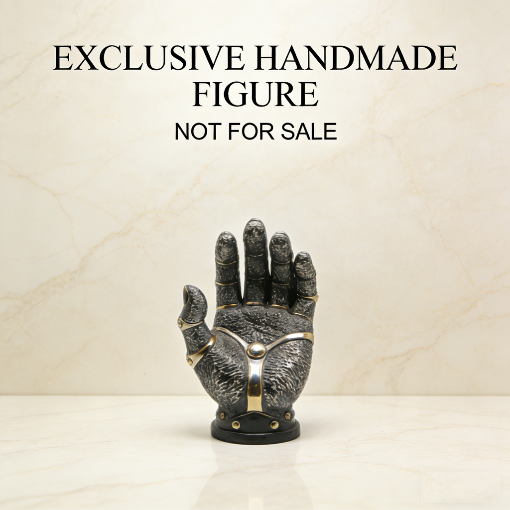 InfinityGrip Arcane Gauntlet Sculpture | Handmade Antiqued Steampunk Hand Figurine with Gold Accents (Exclusive Non-Sale Prototype Edition)