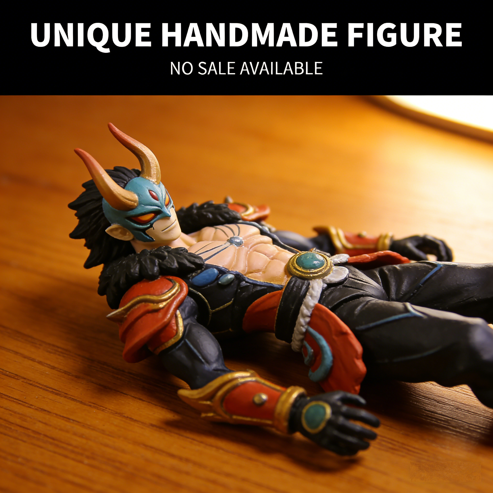 KageOni Yokai Warrior Art Toy | Handmade Japanese Oni-Inspired Fantasy Figurine with Dynamic Reclining Pose (Unique Non-Sale Prototype Edition)