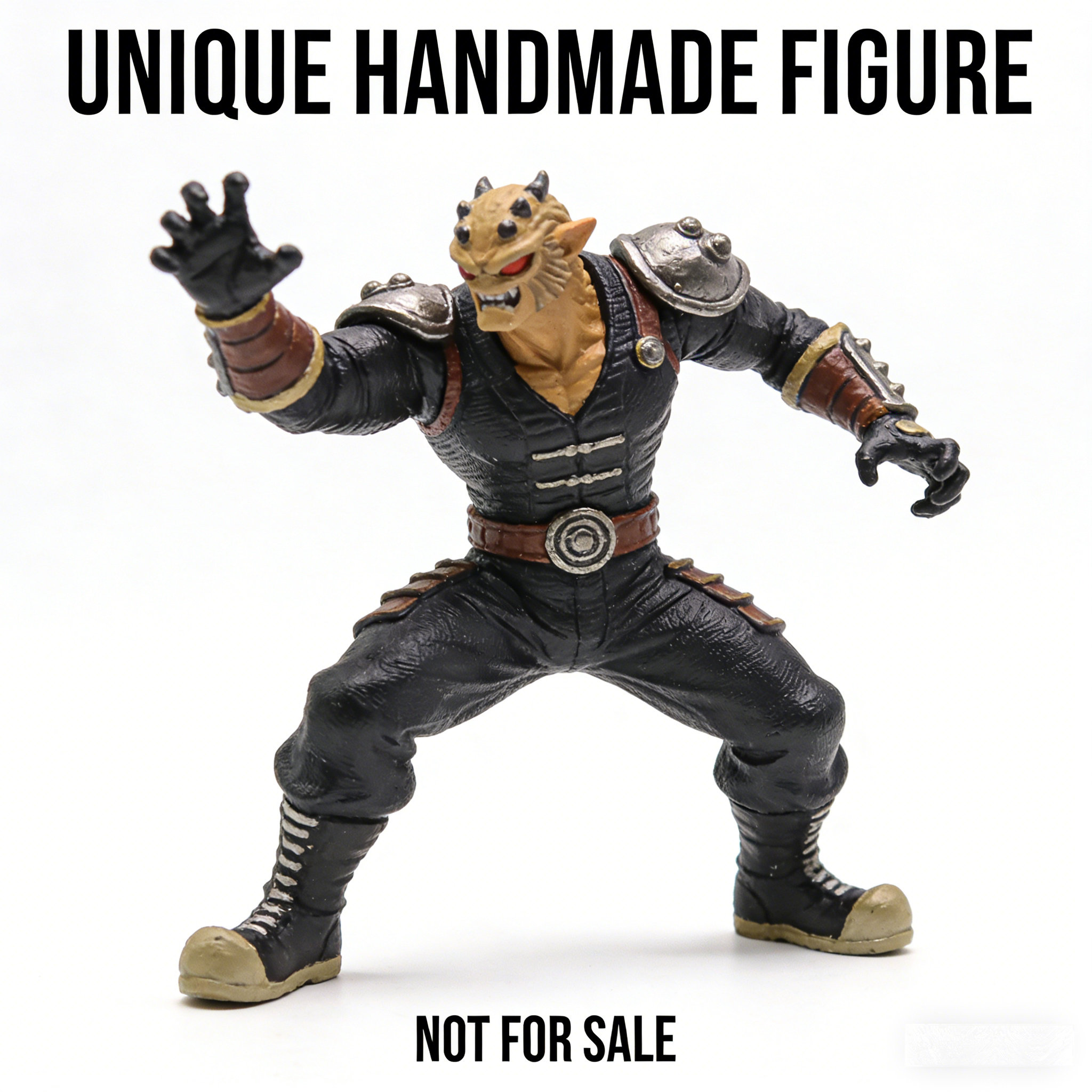 OniBane Brute Warrior Art Toy | Handmade Post-Apocalyptic Oni Figurine with Dynamic Combat Stance (Unique Non-Sale Prototype Edition)