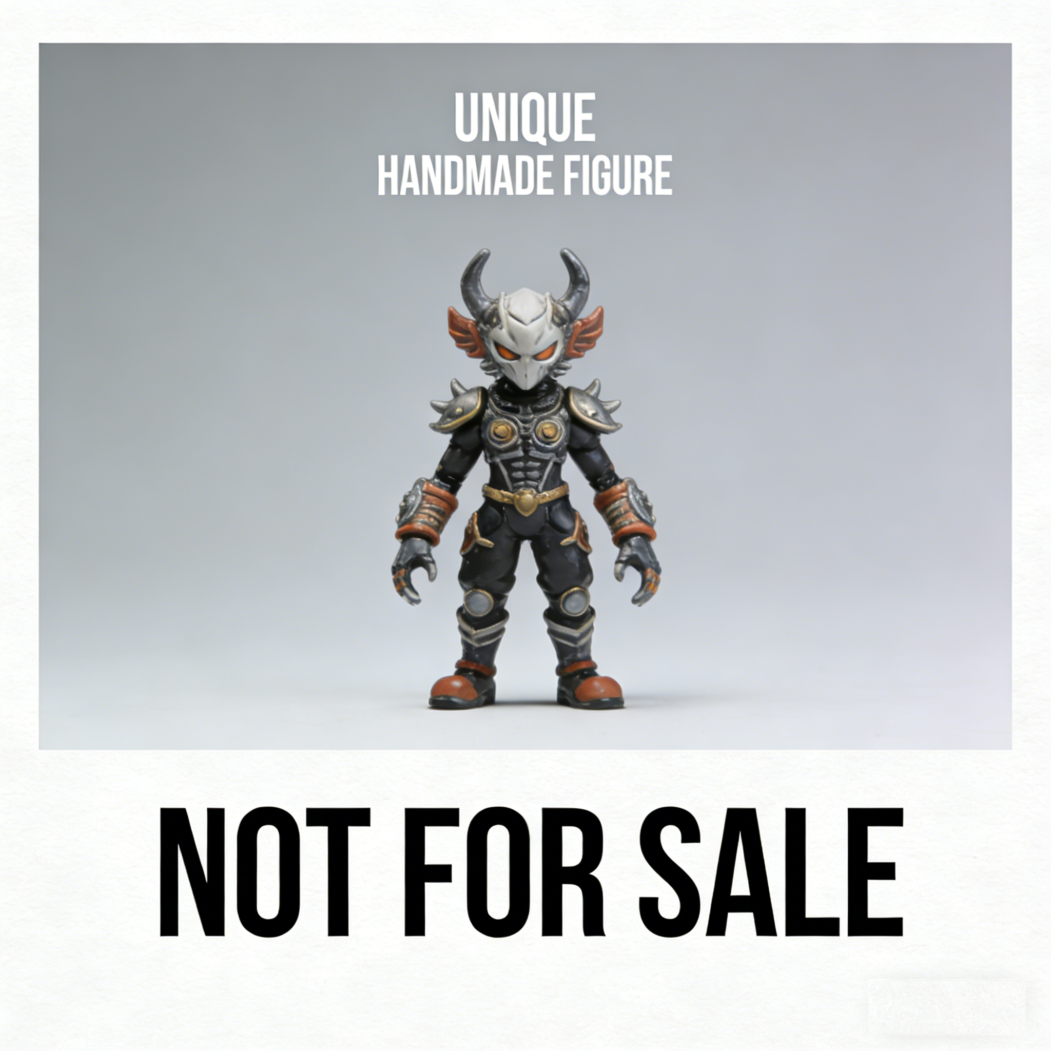 VoidHorn Chibi Warlord Art Toy | Handmade Horned Fantasy Warrior Chibi Figurine with Weathered Armor Accents (Non-Sale Prototype Edition)